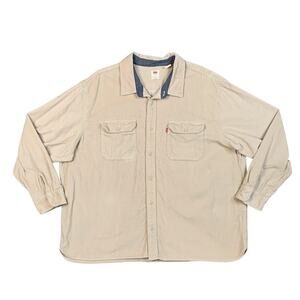 Levis Shirt Mens 3XL Cream Cotton Corduroy Relaxed Button Up Pockets Overshirt